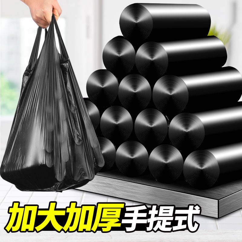 Disposable Garbage Bag Household Portable Vest Black Bag Thickened Extra Thick Large Kitchen Plastic Bag - Image 3